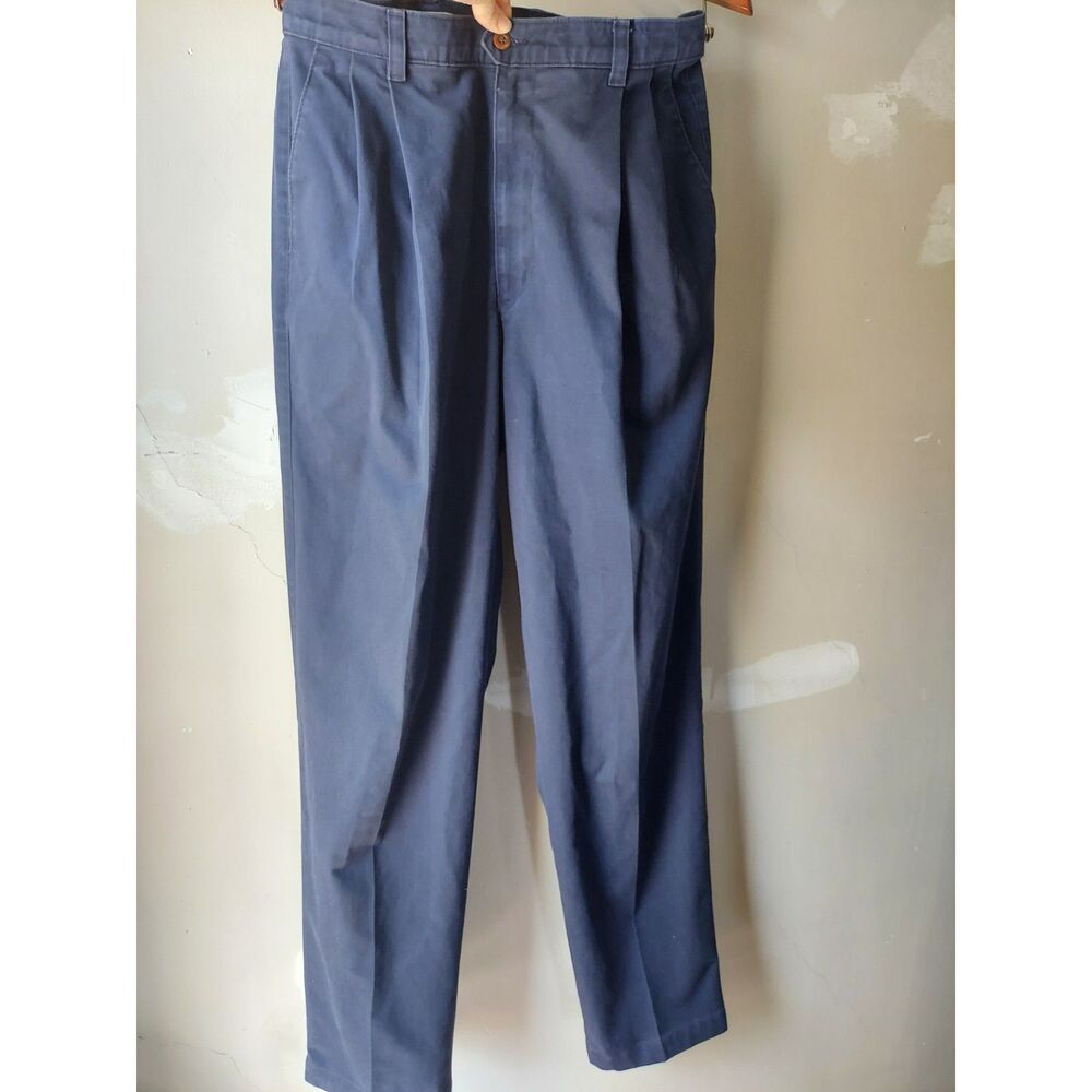 Dockers Mens Pants 34x34 Pleated Navy Vintage Classic Fit Chino Mid Rise Cotton